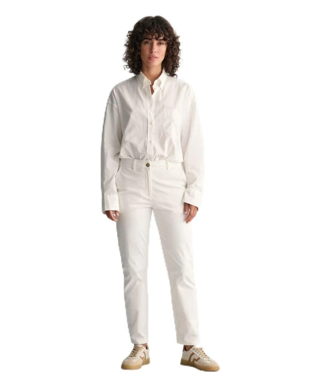 GANT Women's Slim Chinos Dress Pants, Eggshell, 40W