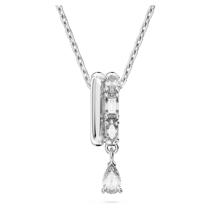 Swarovski Dextera Pendant Necklace, Mixed-Cut White Crystals on a Rhodium Plated Chain, from the Dextera Collection