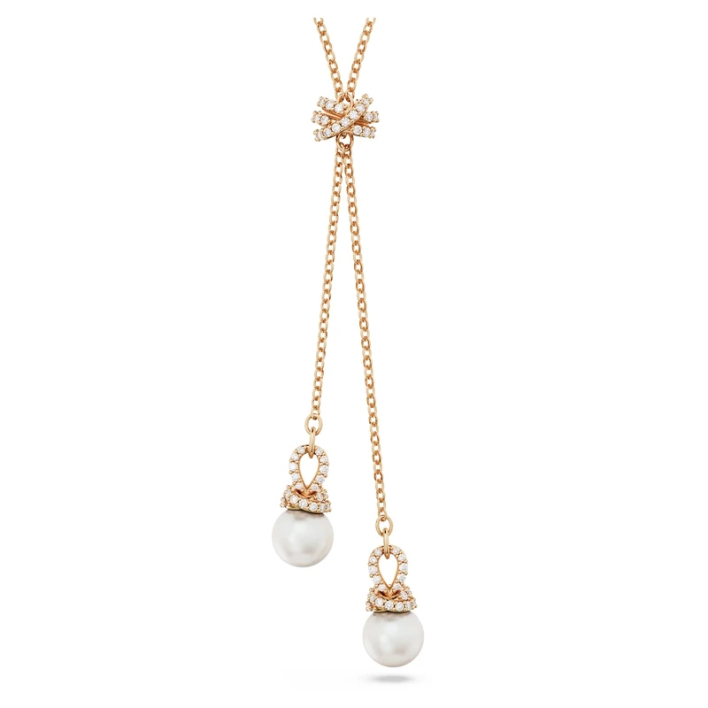 Swarovski Originally Y Shape Necklace, White Crystals and Rose Gold-Tone Setting, from the Originally Collection