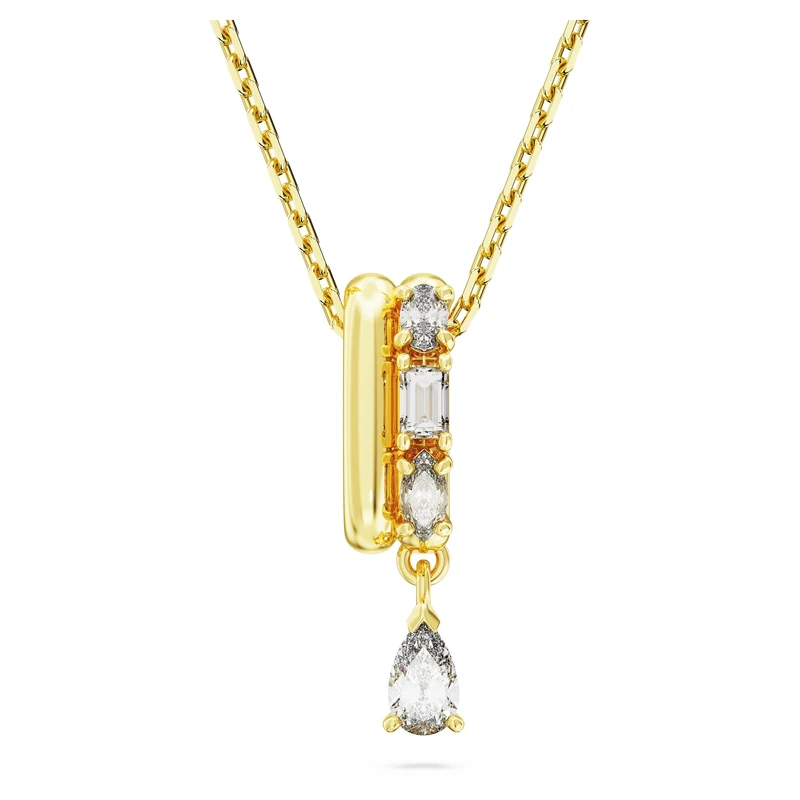 Swarovski Dextera Pendant Necklace, White Crystals in Mixed Cuts on a Gold-Tone Plated Chain, from the Dextera Collection