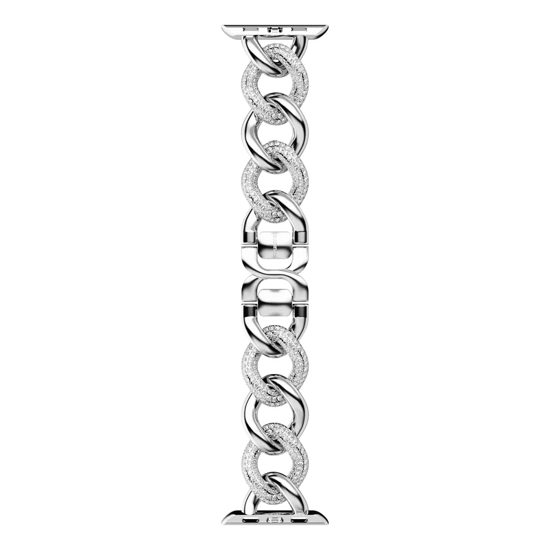 Swarovski Sparkling Chain Smartwatch Band in Stainless Steel with Silver Tone Plating and White Crystals, from the Sparkling Chain - Image 1