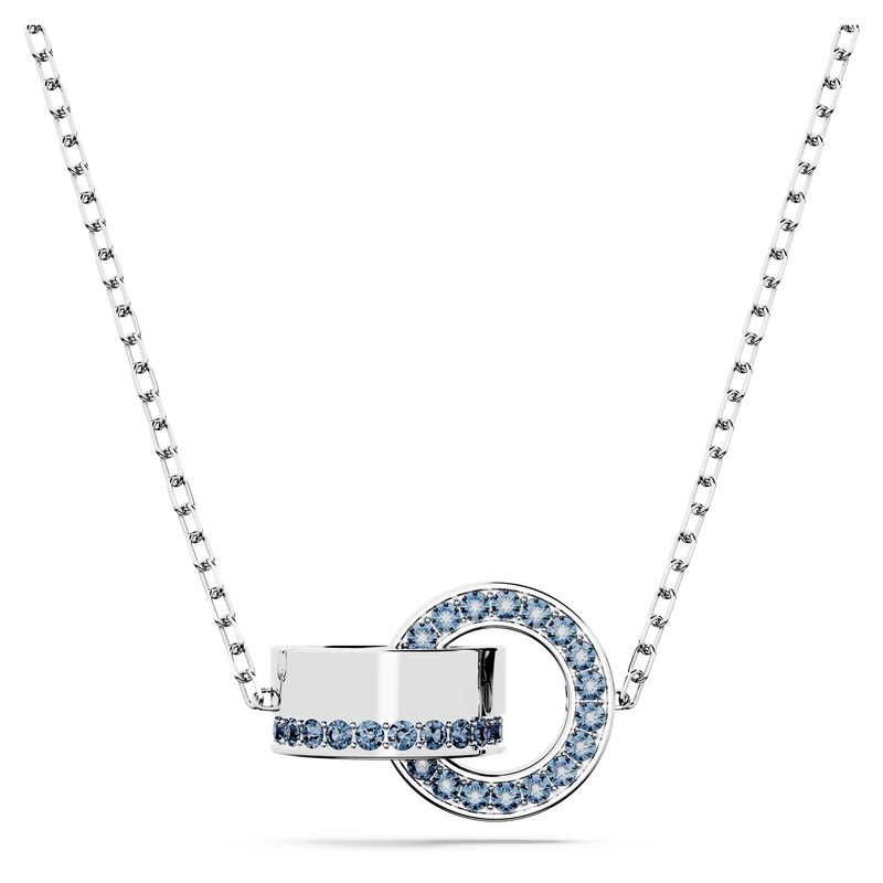 Swarovski Hollow Pendant Necklace, Blue Crystals in a Rhodium Plated Setting, from the Hollow Collection