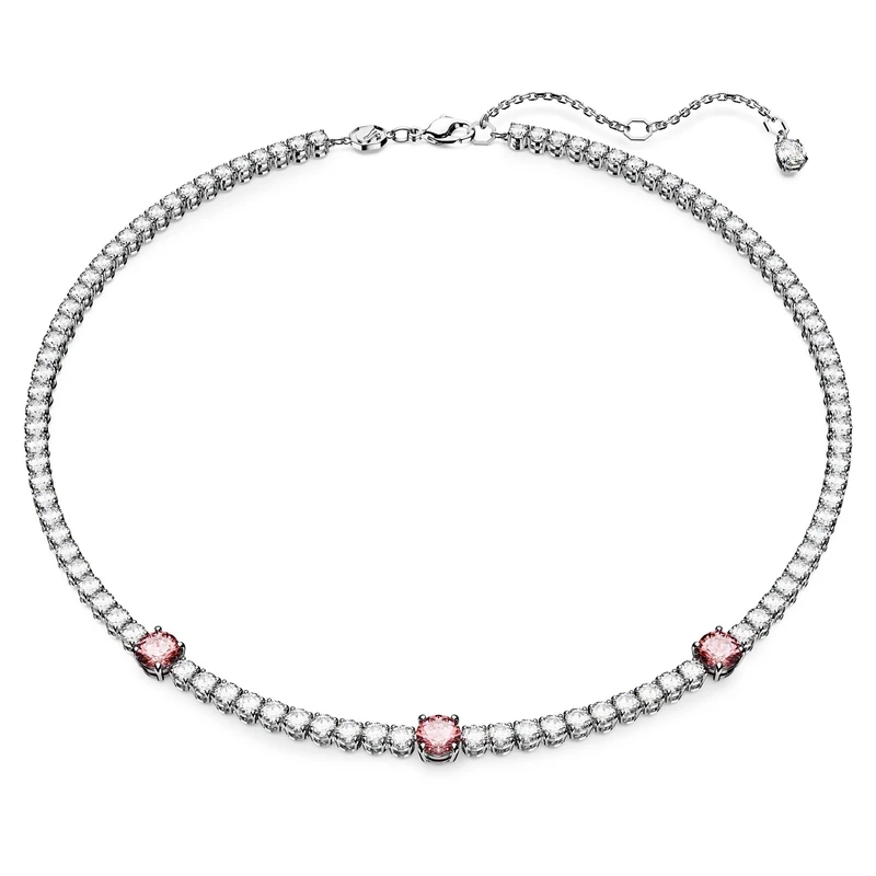 Swarovski Matrix Tennis Necklace, Pink and White Round-Cut Stones in a Rhodium Plated Setting, from the Swarovski Matrix Collection