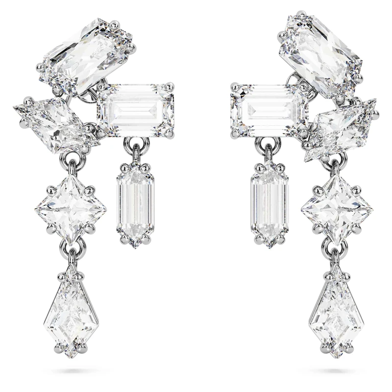 Swarovski Mesmera Drop Earrings, White Crystals in a Rhodium Plated Setting, from the Mesmera Collection