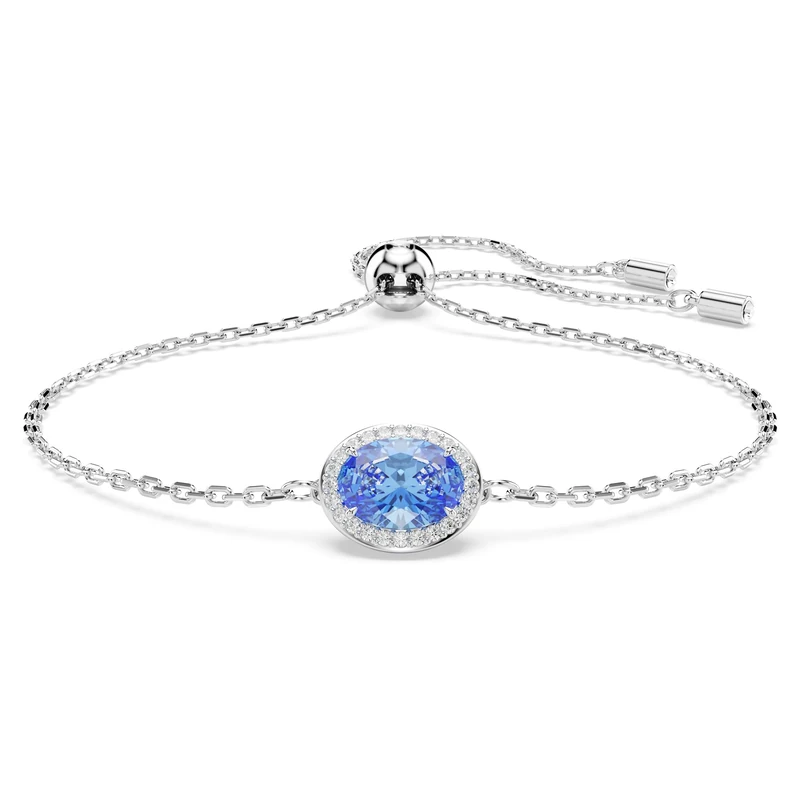 Swarovski Constella Bracelet, Central Blue Crystal and White Crystal Pavé, Rhodium Plated Chain, from the Constella Collection