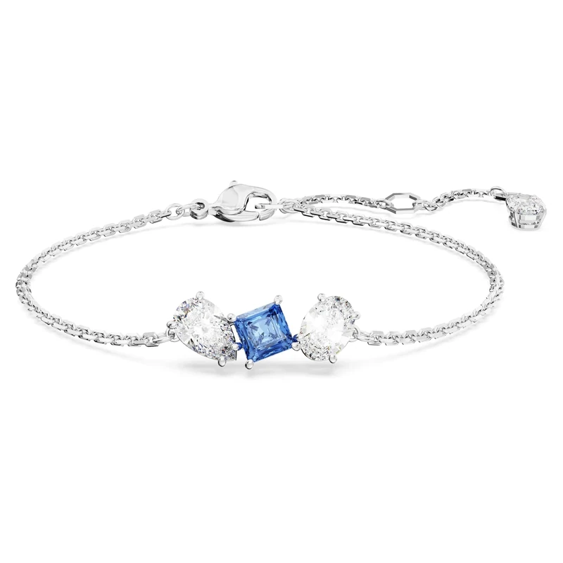 Swarovski Mesmera Bracelet, White and Blue Crystals on a Rhodium Plated Chain, from the Mesmera Collection