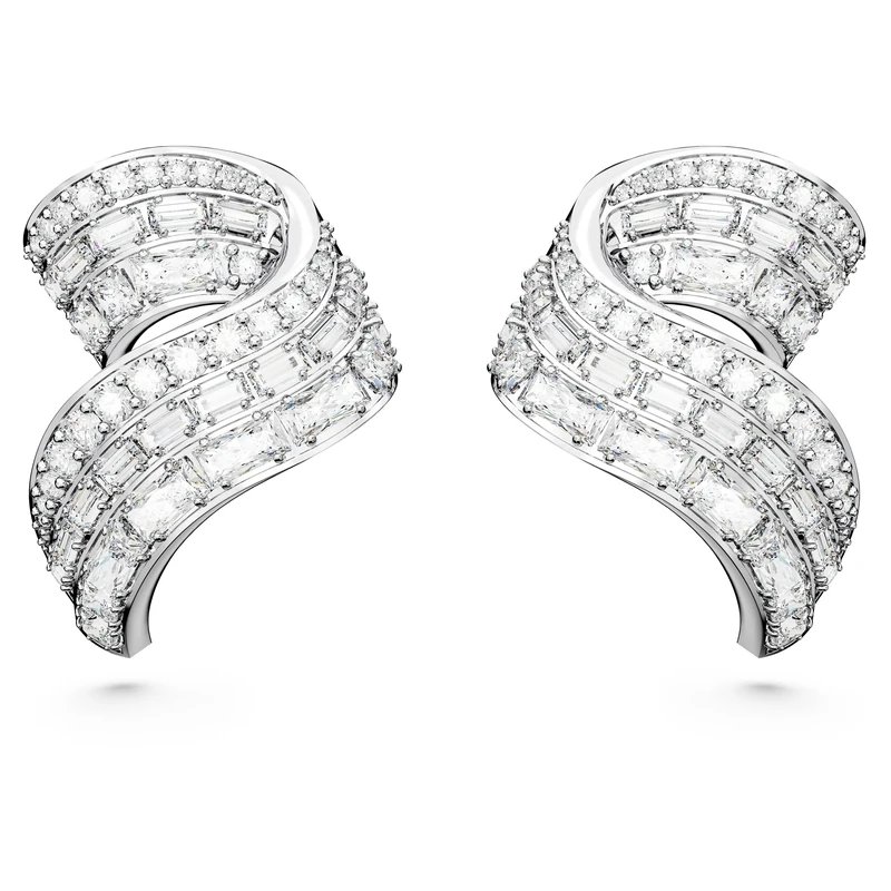 Swarovski Hyperbola Pierced Stud Earrings, White Carbon Neutral Crystals in Mixed Cuts, from the Hyperbola Collection