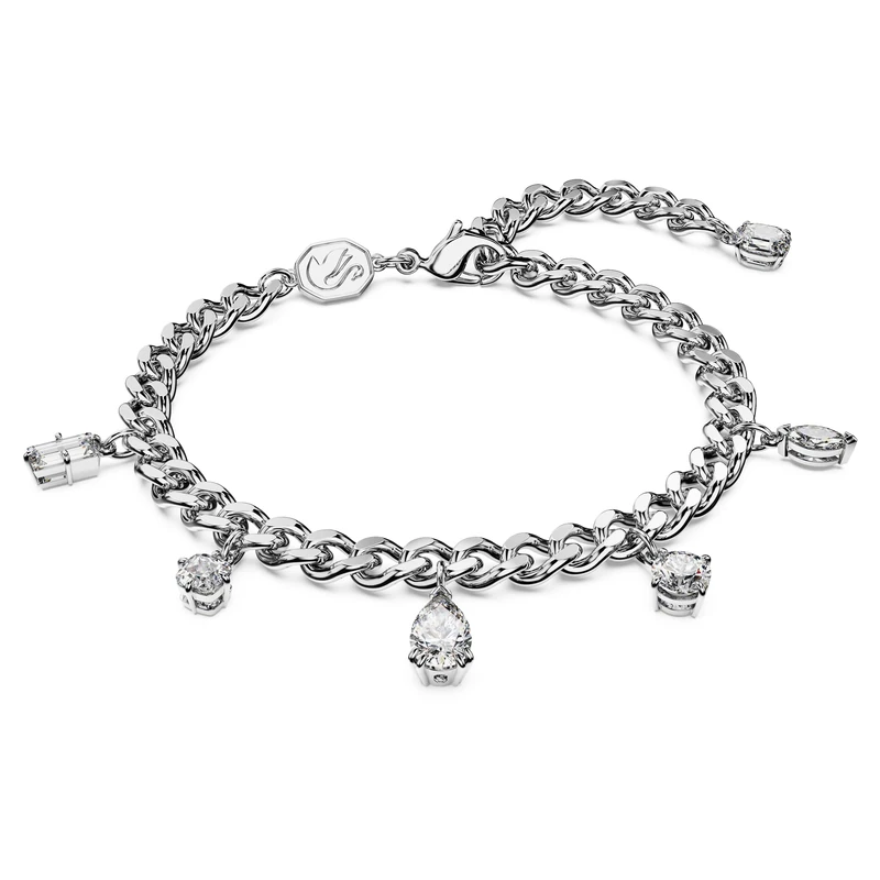 Swarovski Dextera Chunky Chain Bracelet, White Crystals in a Rhodium Plated Setting, from the Dextera Collection