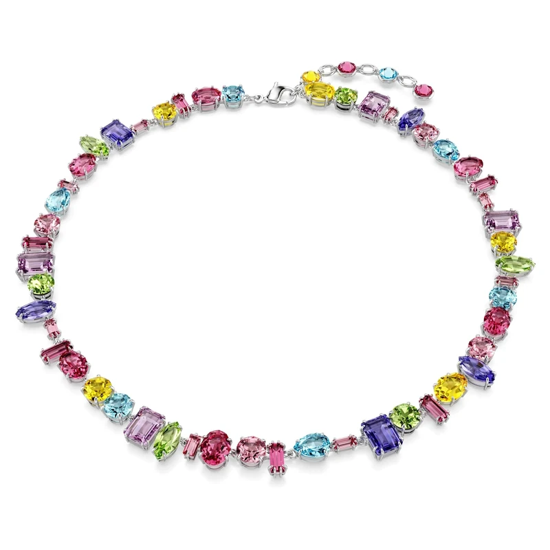Swarovski Gema Necklace, Multi-Coloured Crystals in a Rhodium Plated Setting, from the Gema Collection