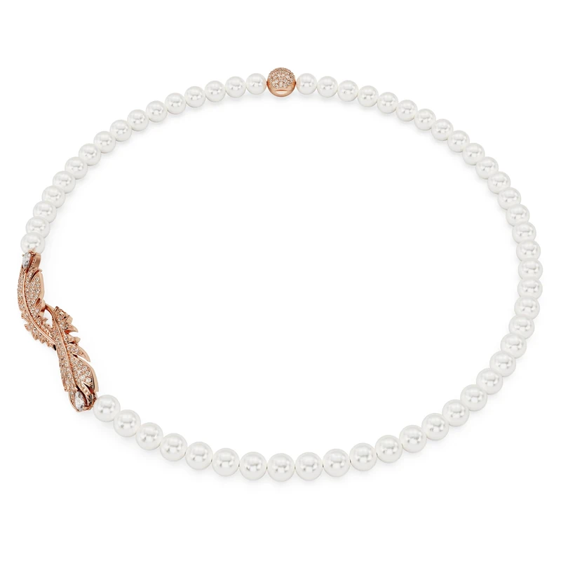 Swarovski Nice All-Around Necklace, White Crystal Pearls, Pink and White Crystal Pavé, Rose Gold-Tone Plating, from the Nice Collection - Image 1