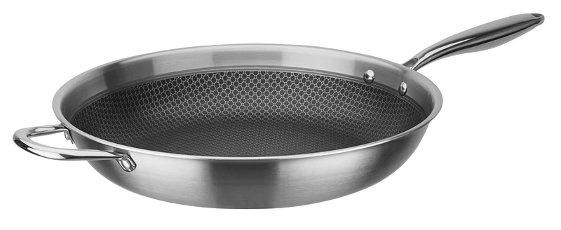 GSW 868549 Inoxxa Black Frying Pan with Counter Handle and Honeycomb Structure Diameter 36 cm