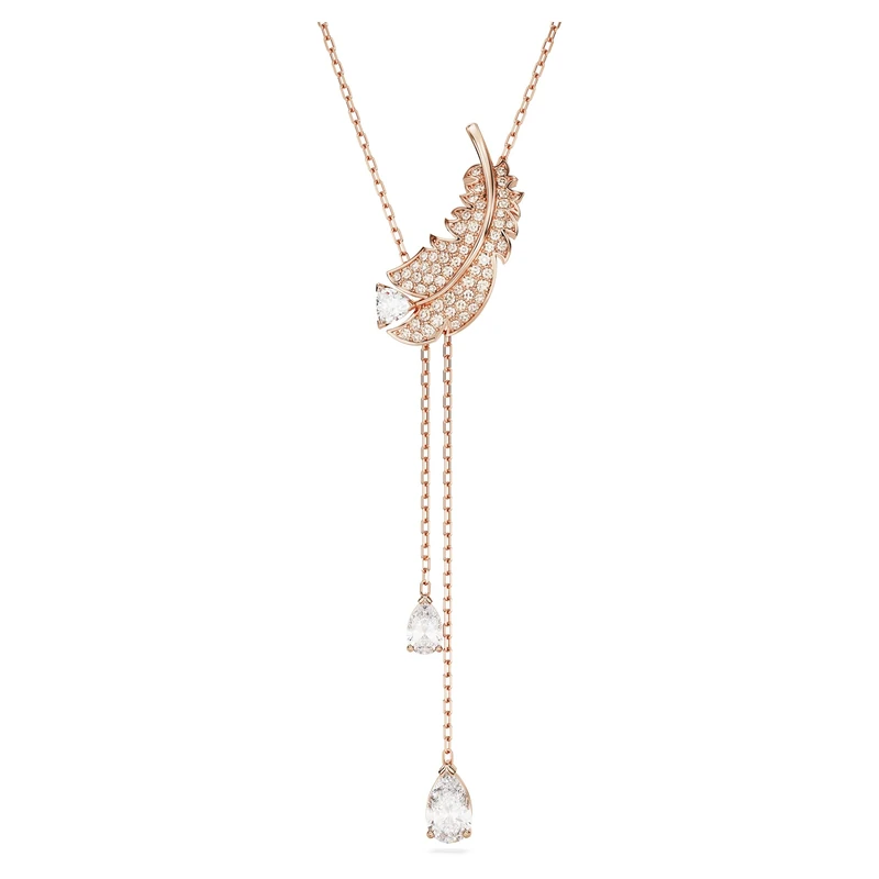 Swarovski Nice Y Shape Necklace, White Zirconia and Pink Crystals with Rose Gold-Tone Plating, from the Nice Collection