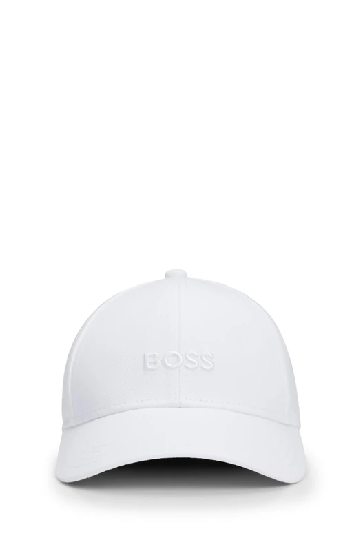 BOSS Men's Bold Center Logo Twill Cap Baseball, Blank White, One Size