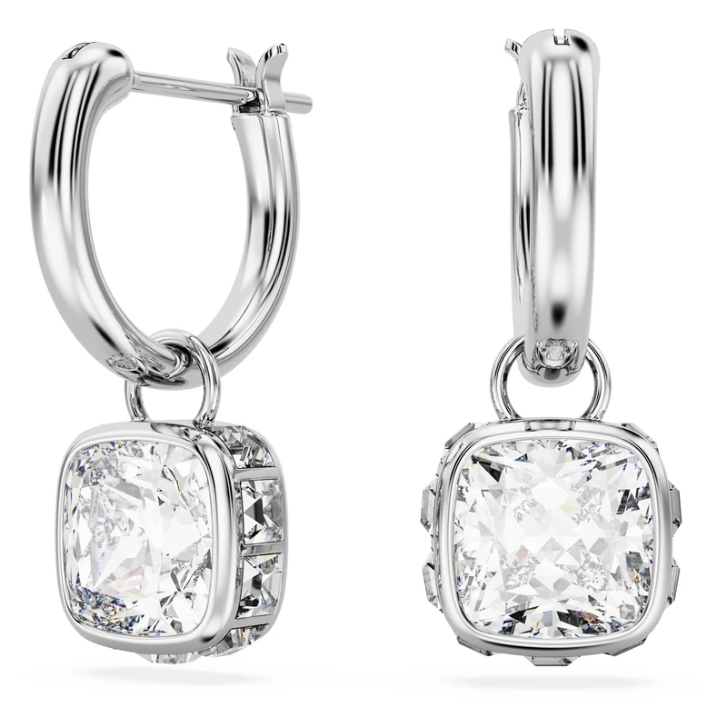Swarovski Stilla Drop Earrings - Rhodium Plated Crystal Earrings