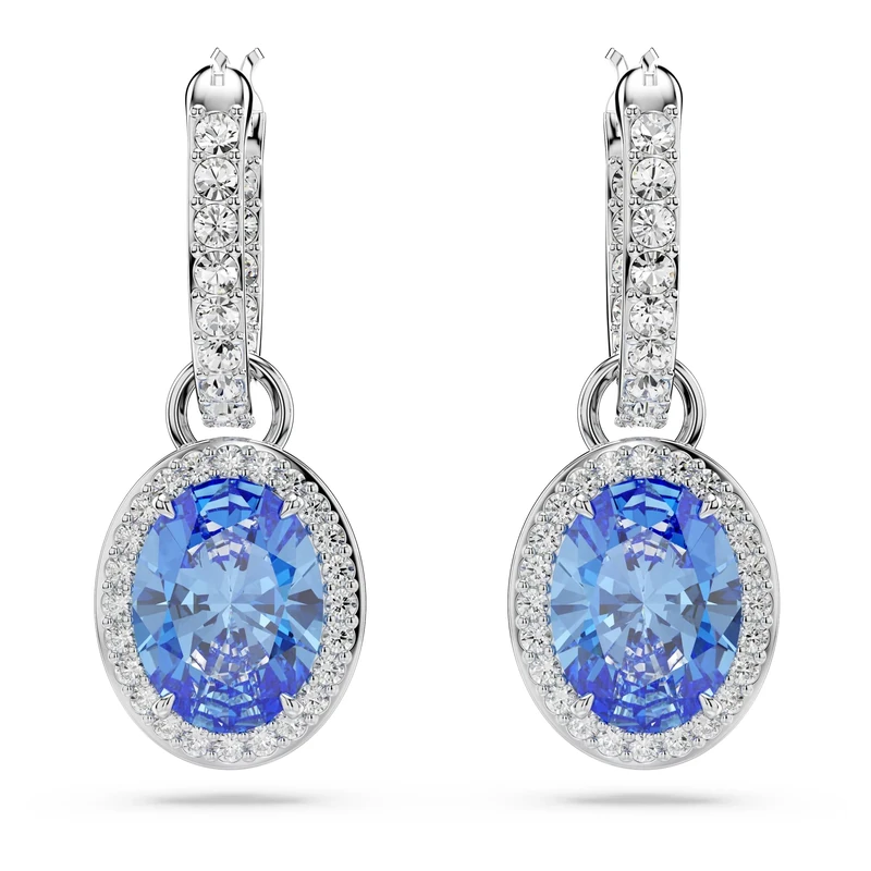 Swarovski Constella Drop Pierced Earrings, Blue and White Crystals with Removable Motif and Crystallised Mini Hoop, from the Constella Collection