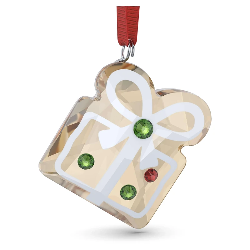 Swarovski Holiday Cheers Gingerbread Gift Ornament, Multi-Coloured Crystals and Red Grosgrain Ribbon, from the Holiday Cheers Collection