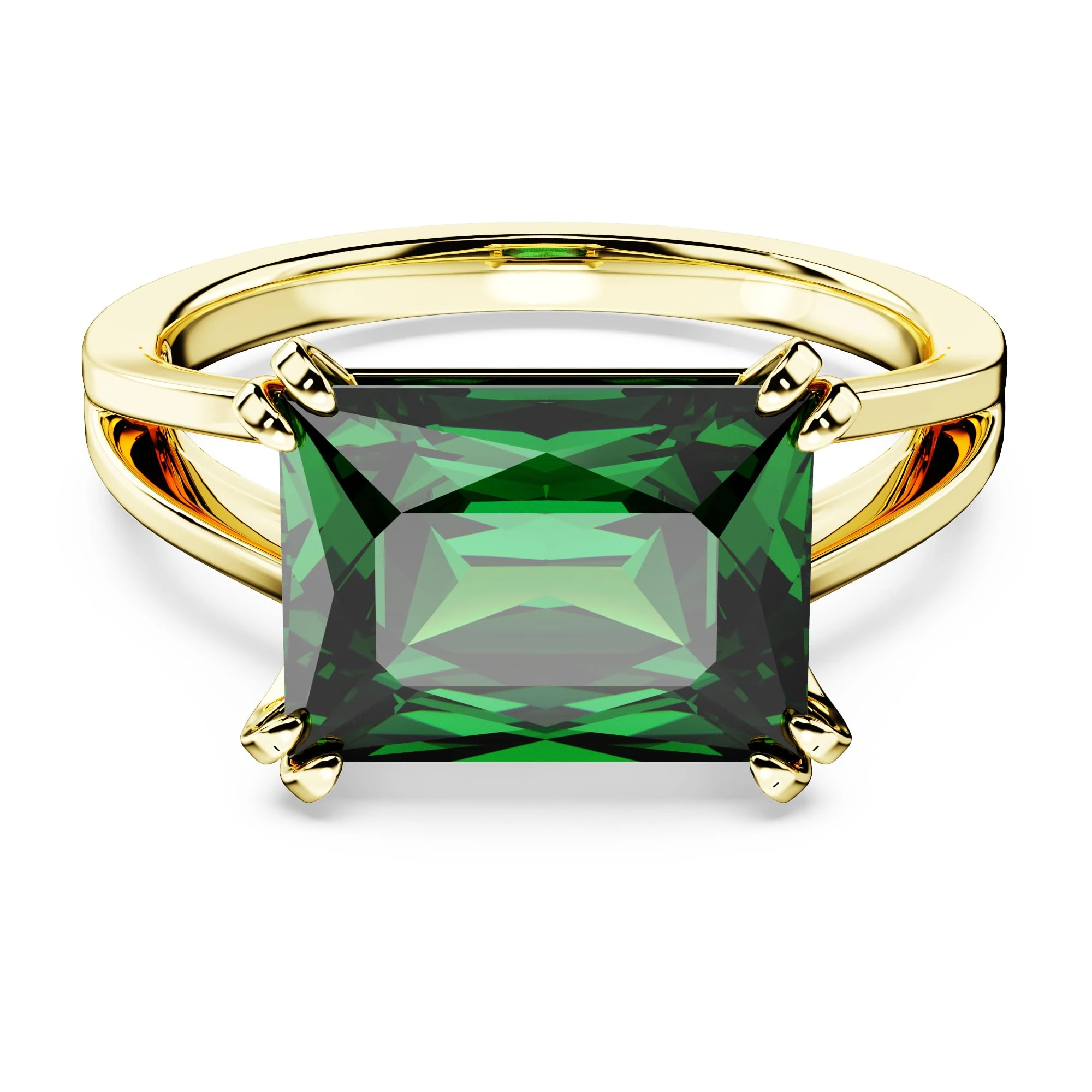 Swarovski Matrix Cocktail Ring, Refined Band Adorned With a Green Crystal in an Emerald Hue, From the Swarovski Matrix Collection, Size 52