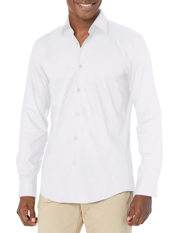 BOSS Men's Kent Collar Slim Fit Button Down Shirt, Blank White, 15.5" Neck - Image 1