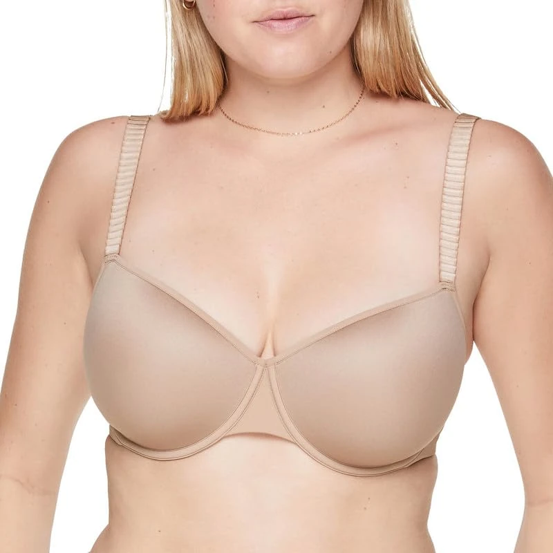 ThirdLove Classic T Shirt Bra, Tshirt Bras for Women, Everyday T-Shirt Comfort Bra, Smoothing for No-Show Lines, Underwire, Taupe, 36C