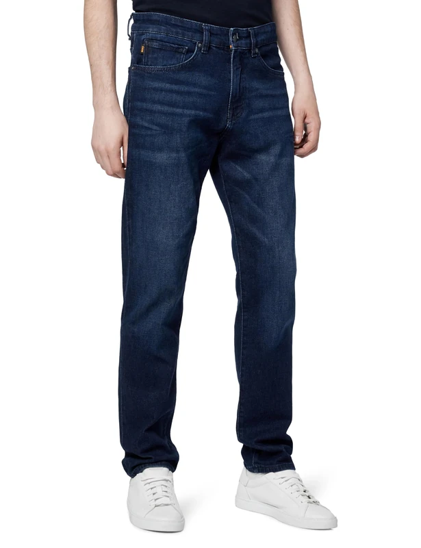 BOSS Men's Maine Regular Fit Stretch Denim Jeans, Indigo, 34 W/32 L