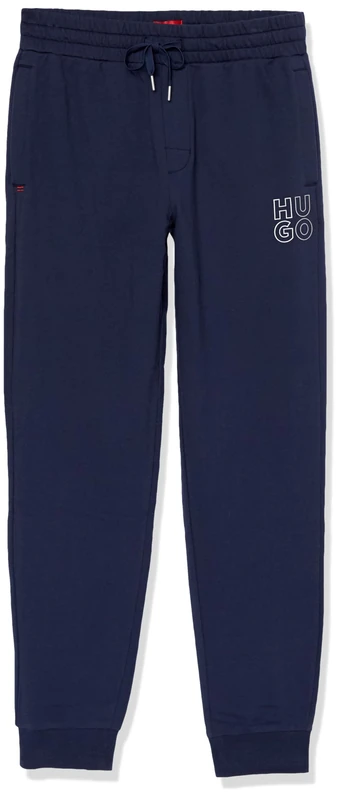 HUGO Women's Stacked Logo Cuffed Lounge Pants Sweatpants, Deep Sea Blue, XXL