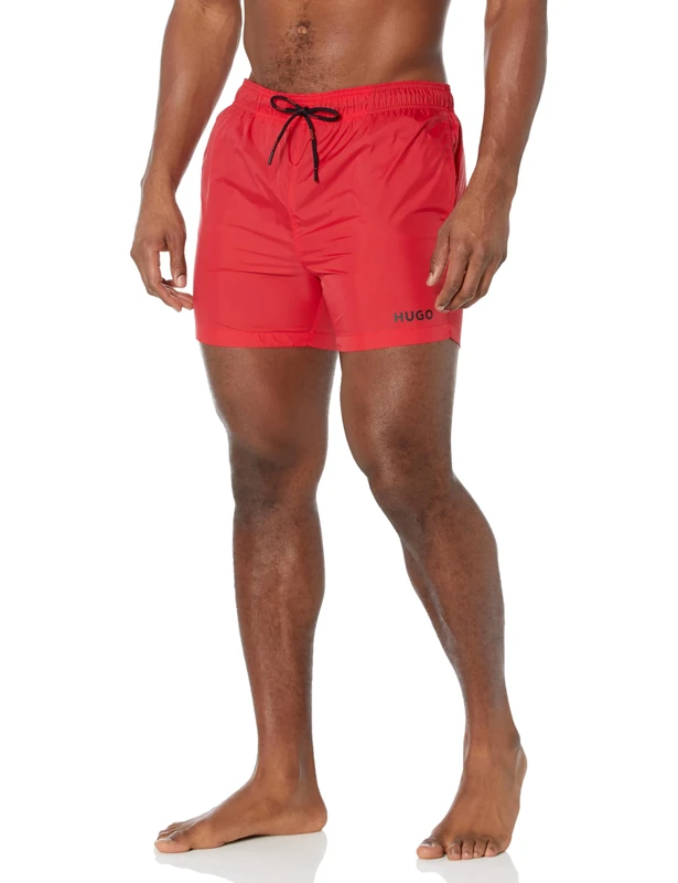 HUGO Men's Haiti Quick Dry Swim Trunks, Bright Red, S