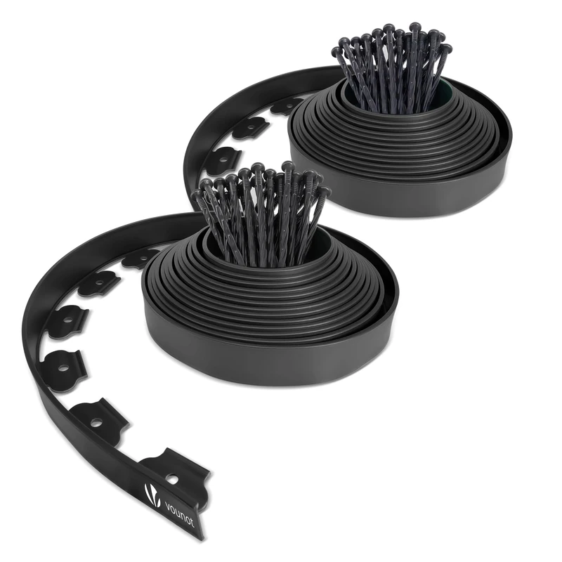 VOUNOT Lawn Edging 20m with 60 Pegs - Flexible Garden Border
