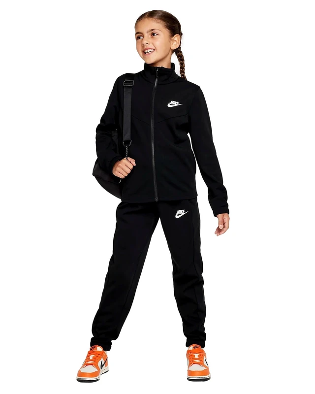 NIKE FD3067-010 K NSW TRACKSUIT POLY FZ HBR Tracksuit Unisex Black/Black/White Size M