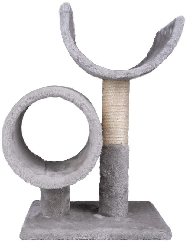 maxxpro Cat Scratching Post with Tunnel Plush and Sisal Grey