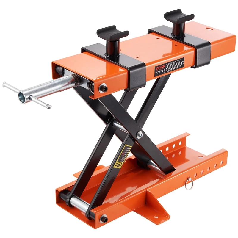 VEVOR Motorcycle Lift, 500 kg Motorcycle Center Scissor Lift Jack with Saddle & Safety Pin, Steel Motorcycle Jack Hoist Stand for Street Bikes, Cruiser Bikes, Touring Motorcycles