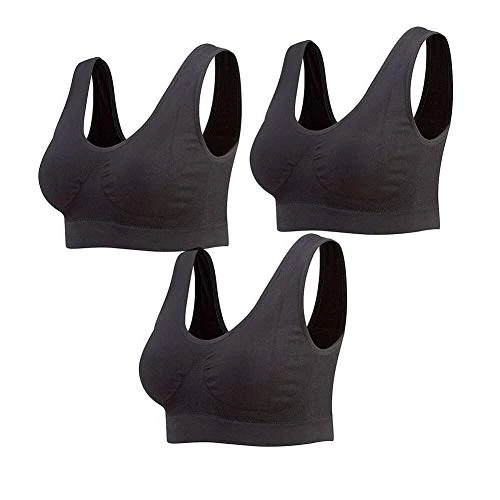 Lemef 3-Pack Seamless Wirefree Sports Bra - Medium Support Yoga