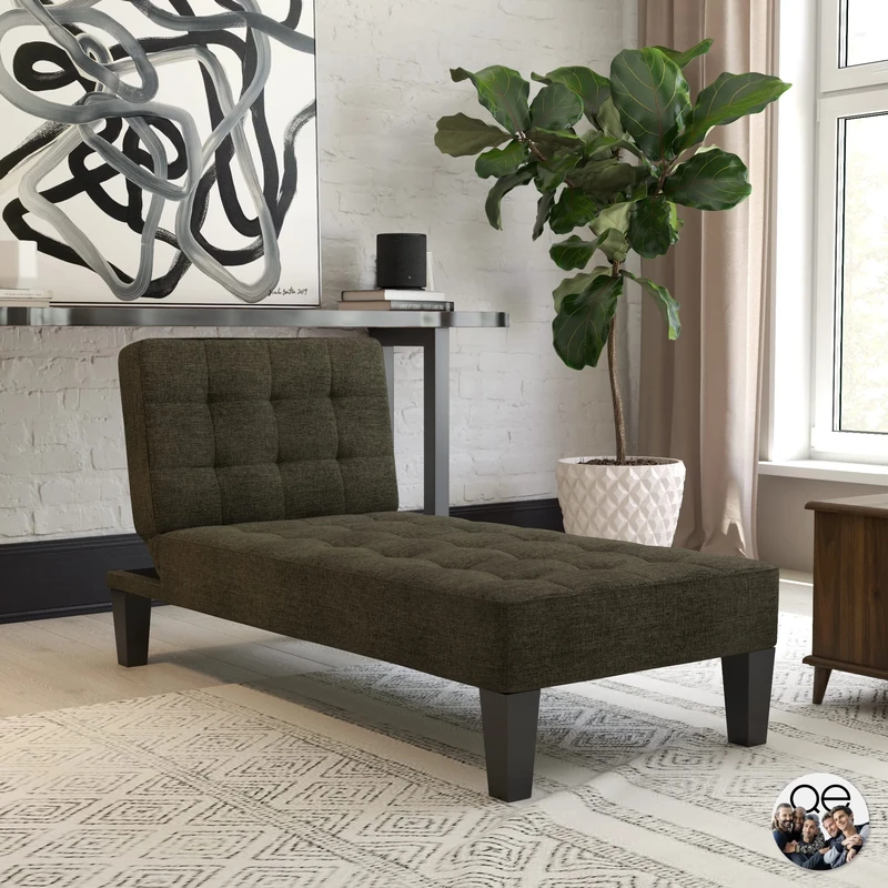 DHP Adalynn Chaise Lounger Grey Linen
