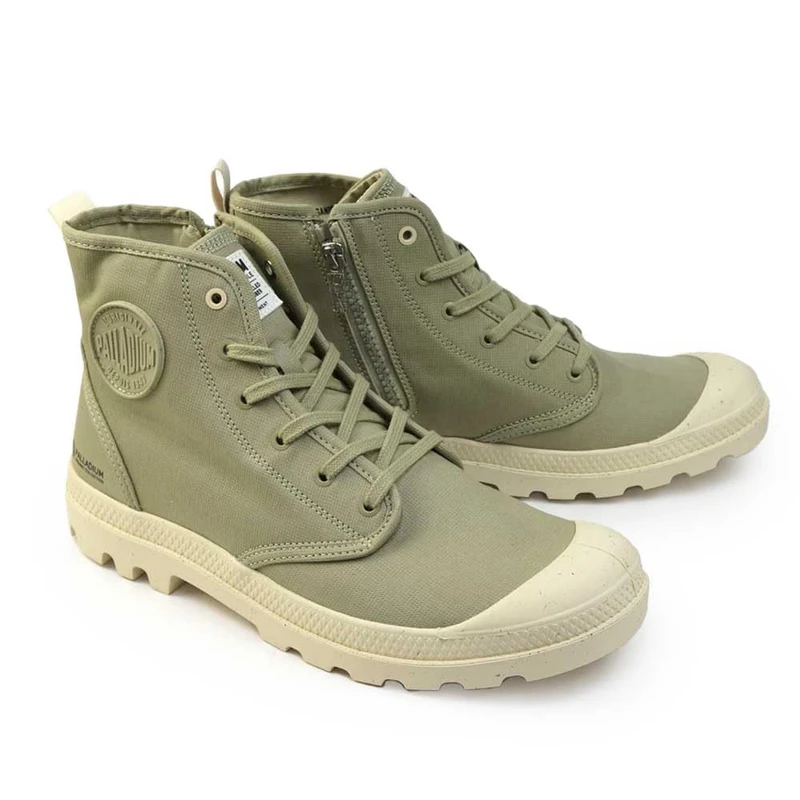 Palladium Unisex's Pampa Hi Zip Organic Sneaker, Eucalyptus