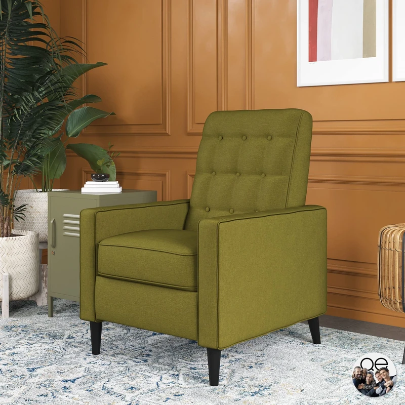 DHP Furniture Wimbley Recliner, Olive Green Linen