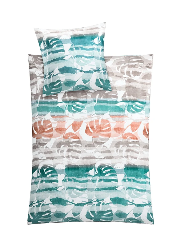 Kleine Wolke Jill Bed Linen, Cotton, Aqua, 135 x 200 cm (80 x 80 cm)