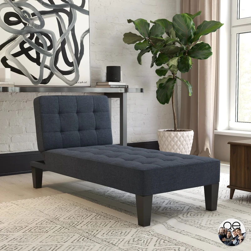 DHP Furniture Adalynn Chaise Lounger Blue Linen
