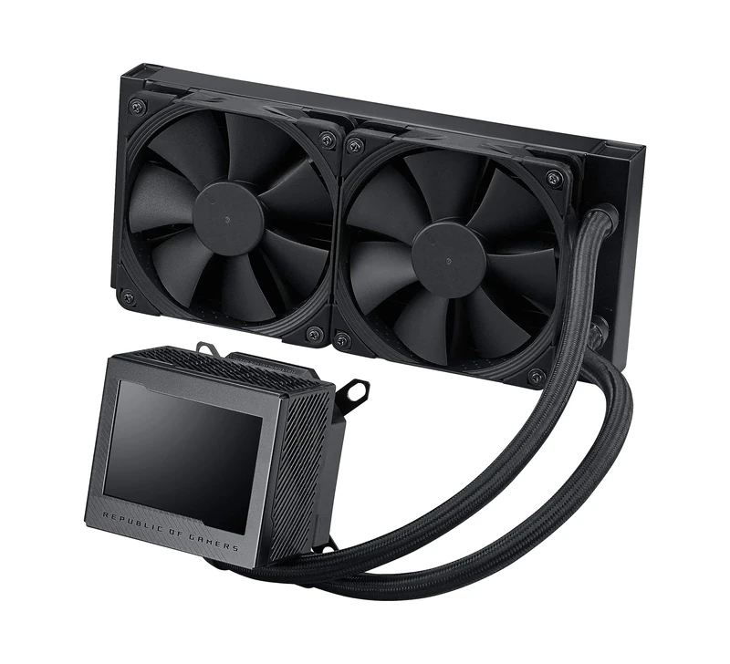 ASUS ROG Ryujin III 240 all in one liquid CPU cooler with 3.5" LCD, Asetek 8th gen pump, pump embedded fan and 2x Noctua 2000 PWM 120mm radiator fans