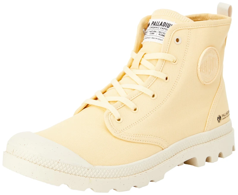 Palladium Unisex Pampa Hi Zip Organic Trainers, Yellow Cream, 36 EU