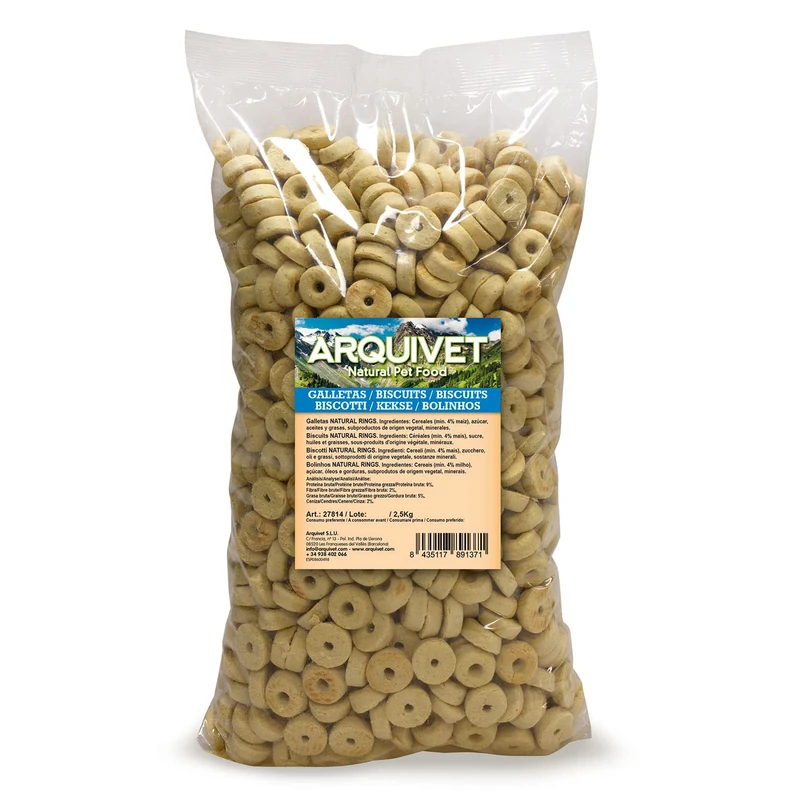 ARQUIVET Biscuits for Dogs Natural Rings 10 kg- Dog Snacks - Treats, Treats, Rewards and Treats for Dogs - Best Dog Snacks - Image 1