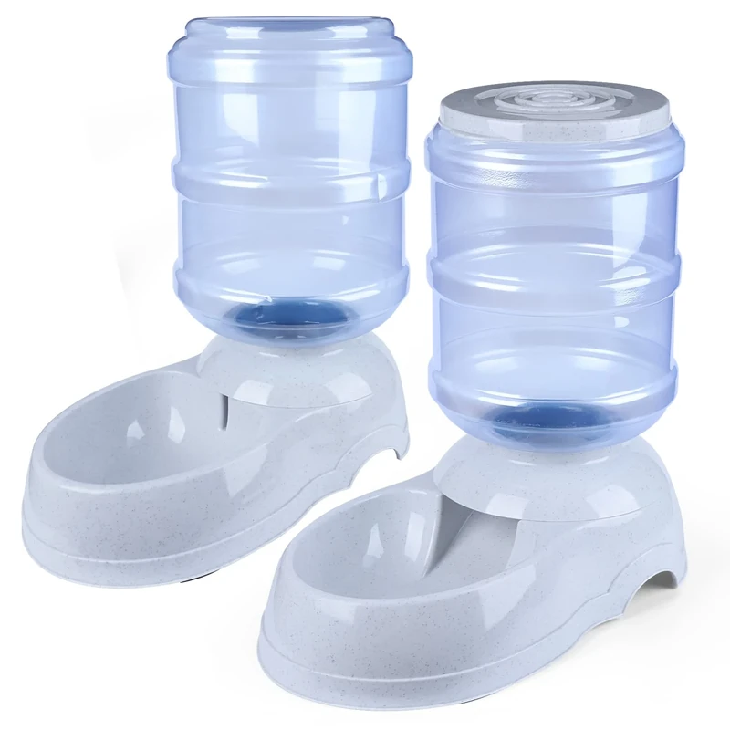 TENINYU Automatic Pet Feeder and Water Dispenser Gravity Feeder and Waterer Set, 3 Gallon/11L Water Large Capacity,12 Pound Food Capacity, Grey