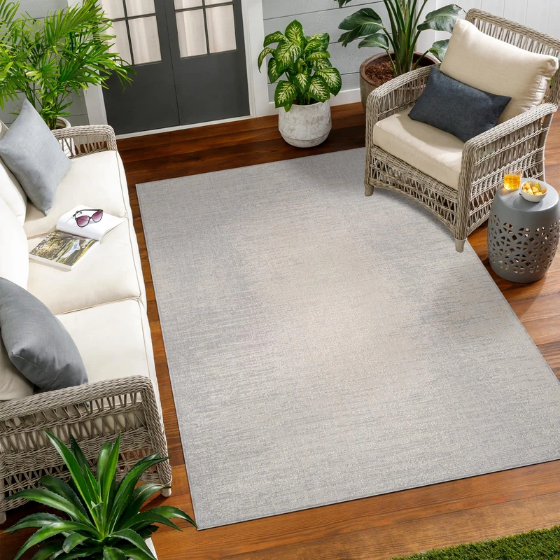 Livabliss Kemer Indoor Outdoor Rug - Large Boho Rugs for Living Room 200x275 cm Dining, Kitchen Carpet, Patterned Neutral and Coloured Rugs, Waterproof, Stain Durable - Ivory and Light Grey