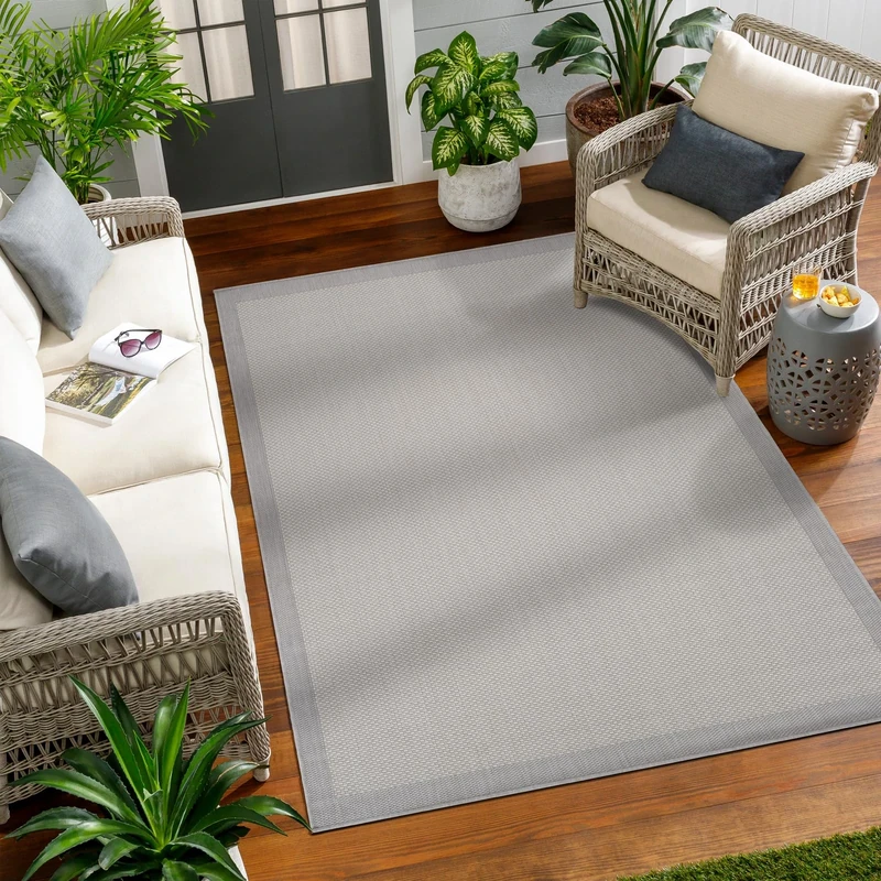 Livabliss Arsuz Indoor Outdoor Rug - Large Boho Rugs for Living Room 160x213 cm Dining, Kitchen Carpet, Patterned Neutral & Coloured Rugs, Waterproof, Stain Durable - Ivory and Light Grey