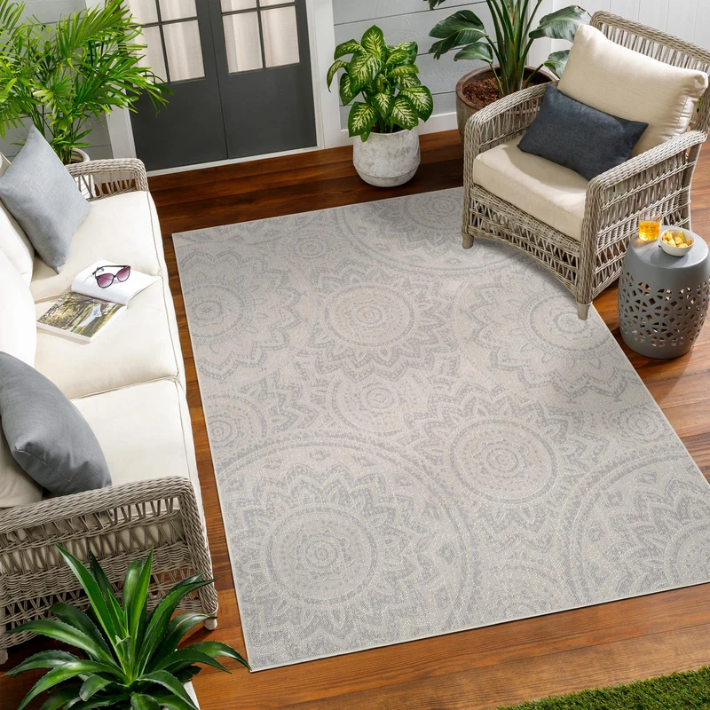 Livabliss Alanya Boho Indoor Outdoor Rug - 200x275 cm Ivory