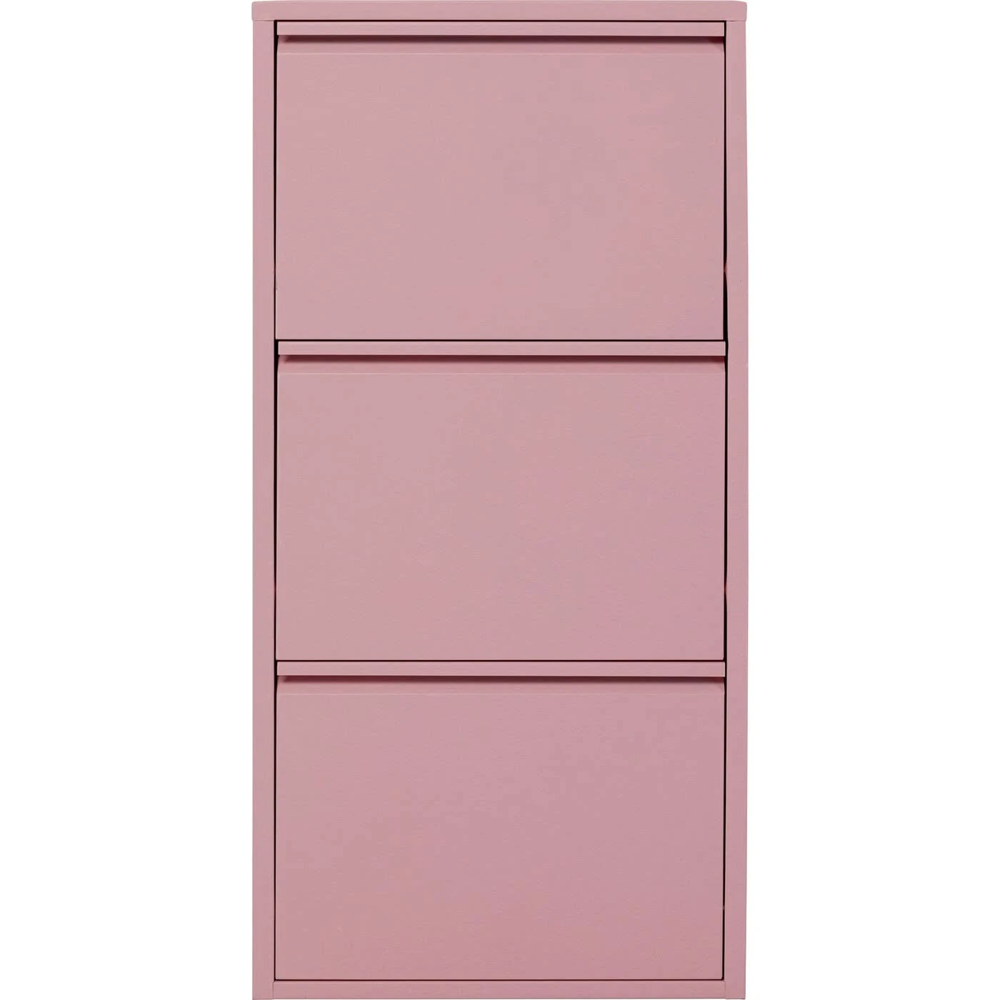 KARE Design Shoe Container Caruso 3 Rose, Steel, 3 Tipping Compartments, Space for 6 Pairs of Shoes, Slim, Space-Saving, Storage Space, Hallway, Floor, 104x50x15 cm (H/W/D)