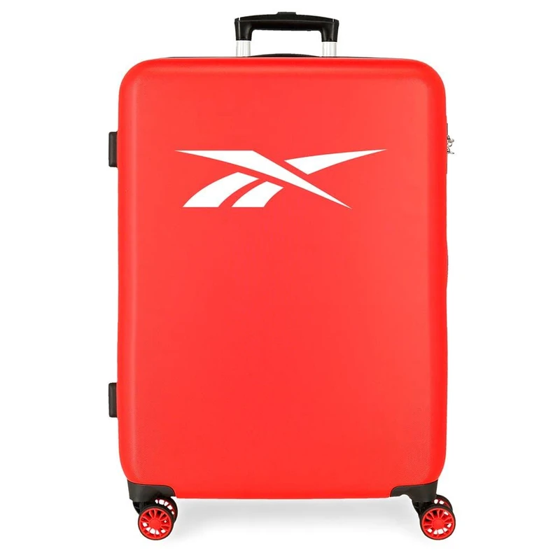 Reebok Portland Medium Suitcase, Red, 48 x 68 x 26 cm, Hard ABS, Side Combination Lock, 70 L, 3 kg, 4 Double Wheels