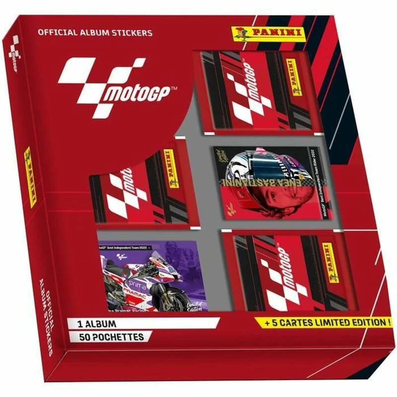 Panini - Moto GP 2023 Stickers Collector's Box Containing 1 Album + 50 Sleeves + 5 Cards Limited Edition, 004616MCOUFC