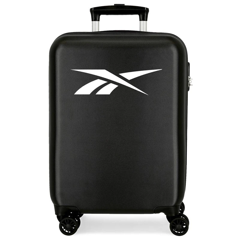 Reebok Portland Cabin Bag, Black, 38 x 55 x 20 cm, Hard ABS, Side Combination Lock, 34 L, 2 kg, 4 Double Wheels, Hand Luggage