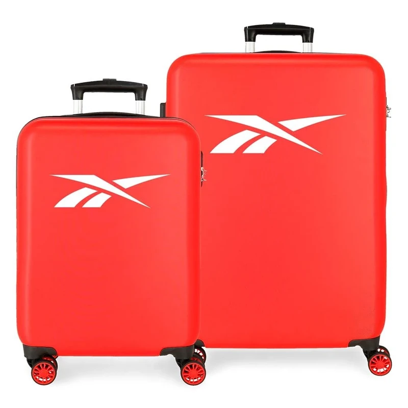 Reebok Portland Luggage Set, Red, 55/68 cm, Hard ABS, Side Combination Lock, 104 L, 6 kg, 4 Double Wheels, Hand Luggage