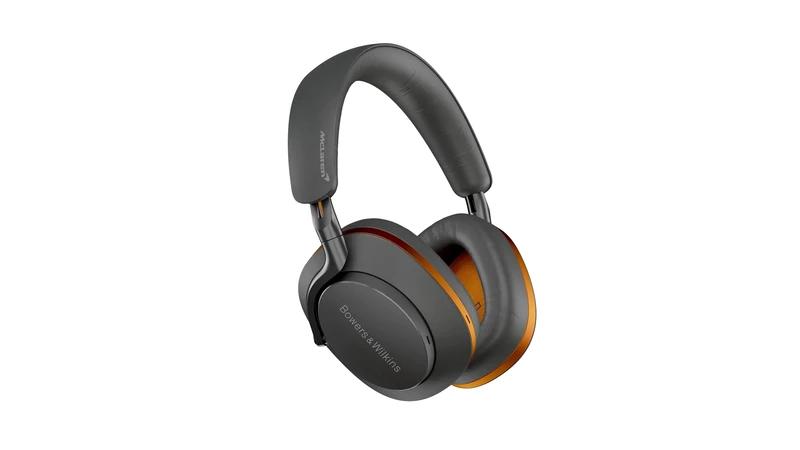 Bowers & Wilkins Px8 McLaren Edition, Noise Cancelling Wireless Over-Ear Headphones, Bluetooth 5.0, Quick Charge, 30 Hours Playback, Built-In Microphone - Galvanic Grey & Papaya Orange