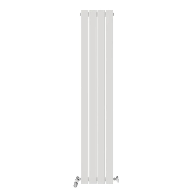 iBathUK Apex Wall Mounted Vertical Single Slim Flat Panel Radiator, 4-Column Steel, Hydronic Central Heating, High Thermal Output, Modern Designer Radiator for Bathroom in Matt White, 1600x304 mm